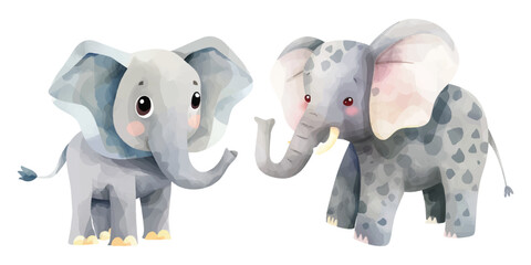 cute elephant watercolour vector illustration