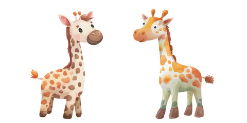 cute giraffe watercolour vector illustration © Finkha