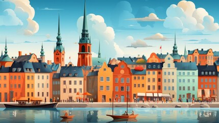 Stockholm old town Gamla Stan cityscape