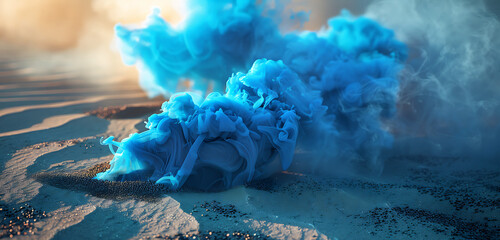 a blue smoke comes out of a sand background in the st