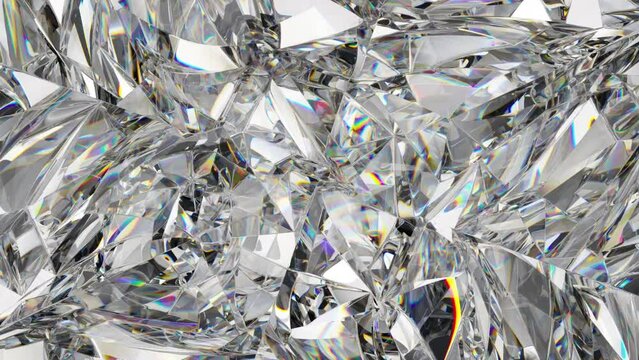 kaleidoscope abstraction rotating sparkling shiny glass texture seamless loop. 3d render, 3d animation