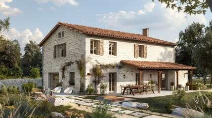 A rustic farmhouse in the countryside