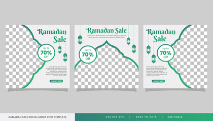 Set of Ramadan Sale Banner. web promotion banner for greeting card, voucher, social media post template for islamic event