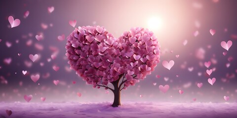 Purple ribbon symbolizes cancer awareness during World Cancer Day and National Cancer Survivors Month with heartshaped tree Textdesign can be added. Concept World Cancer Day