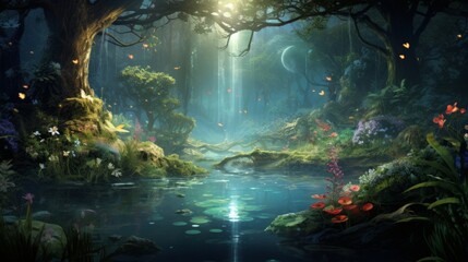 an enchanted fairy forest landscape