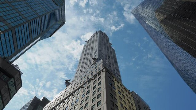 New York, NY, USA. Amazing view of the Empire State Building. View from bottom to top