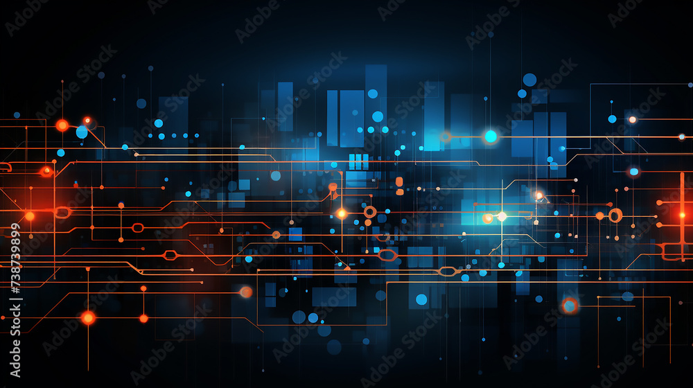 Poster hi-tech digital technology concept digital communication points. technological background. network c