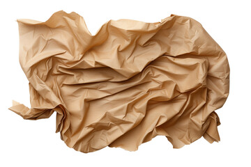  Crumpled Brown Craft Paper Texture isolated on transparent background