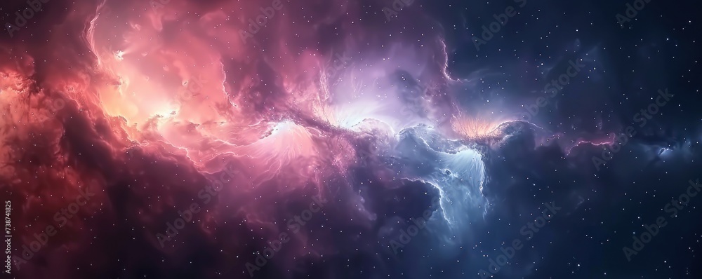 Poster starry night sky with colorful clouds capturing vastness of universe and beauty of astronomy cosmic 