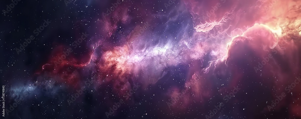 Poster starry night sky with colorful clouds capturing vastness of universe and beauty of astronomy cosmic 