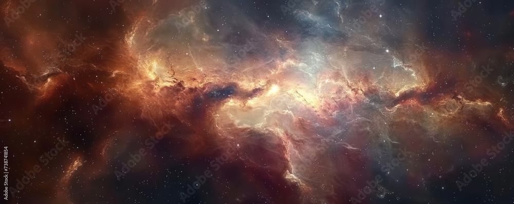 Poster starry night sky with colorful clouds capturing vastness of universe and beauty of astronomy cosmic 