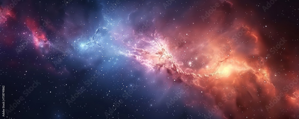 Poster starry night sky with colorful clouds capturing vastness of universe and beauty of astronomy cosmic 