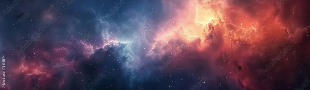 Poster starry night sky with colorful clouds capturing vastness of universe and beauty of astronomy cosmic 