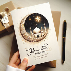 Ramadan mubarak greeting card , ramadan background , islamic background , holy background