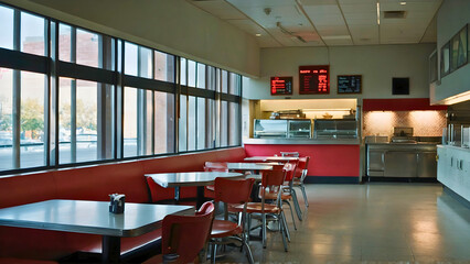 A cafeteria is a place where people eat, but also a place where they can comfortably relax with a light breakfast.