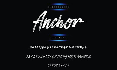 Modern calligraphy print with an alphabet design created with a dry brush. trendy hand-drawn pattern