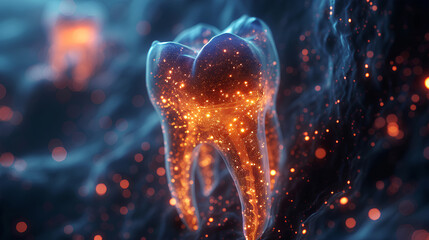 An image of teeth showing complex anatomical details. - obrazy, fototapety, plakaty