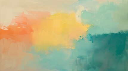 Energetic Teal, Coral, & Lemon Yellow Oil Paint Background