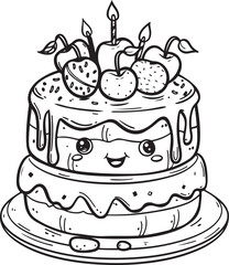 Cute dessert sweets food cupcake and ice cream drawing coloring page