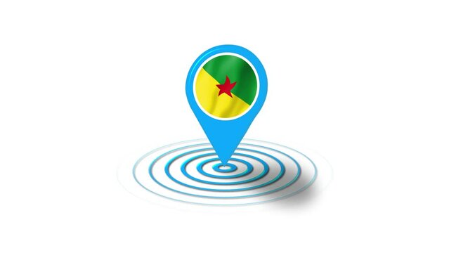 French Guiana flag icon 3d GPS location tracking animation in white background