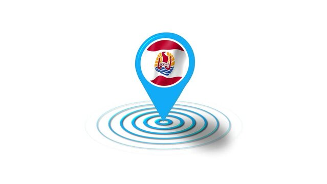 French Polynesia flag icon 3d GPS location tracking animation in white background