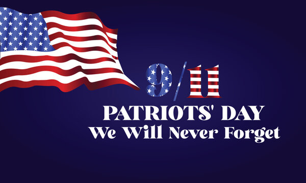 911 Patriots Day We Will Never Forget Stylish Text Design