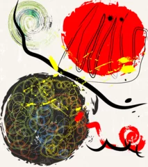 Poster Im Rahmen abstract colorful background, illustration with circles, lines, swirls, paint strokes and splashes © Kirsten Hinte