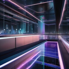 A futuristic cityscape with sleek architecture and holographic displays, showcasing a vision of tomorrow5 - obrazy, fototapety, plakaty