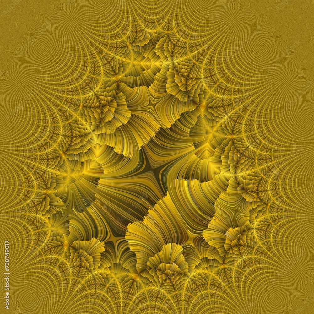 Aufkleber yellow coloured path slabs making creative geometric pattern mandelbrot fractal