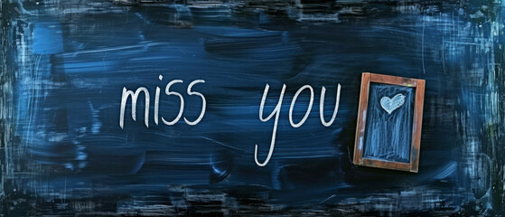 A love message on the board with the words "I miss you" and a red heart conveying longing and affection