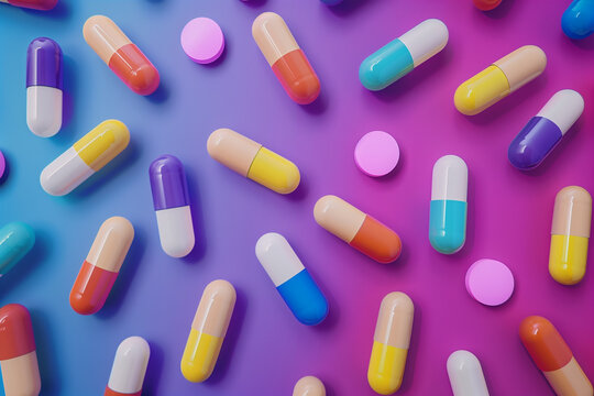 Background of colorful assorted pills
