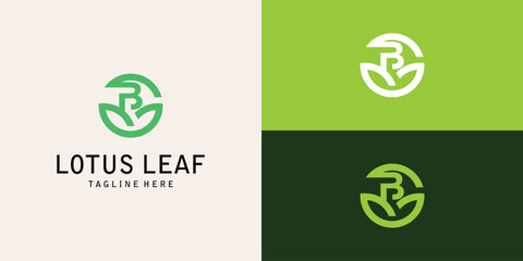 Simple lotus leaf logo design with combination letter from A to Z| premium vector