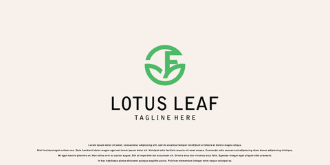 Simple lotus leaf logo design with combination letter from A to Z| premium vector