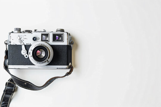 Vintage film camera isolated in white background