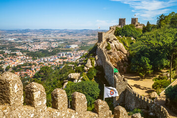 Castle of the Moors, a hilltop medieval castle at Sintra, Portugal