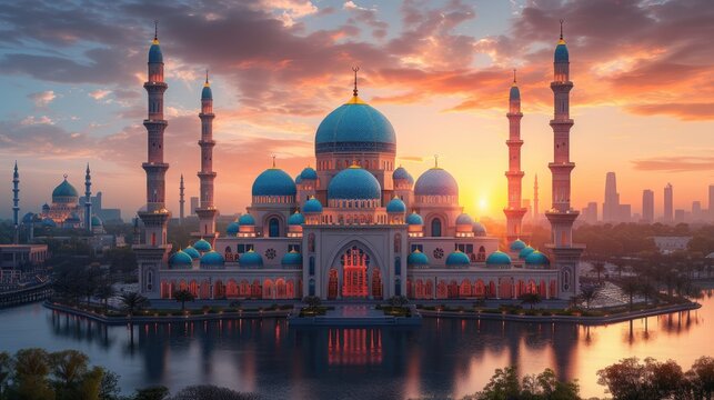 Architectural marvel: Ramadan mosque beauty. This image is very suitable for your creative works.
