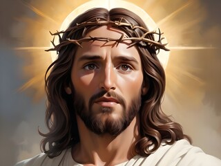 Beautiful artistic portrait of Jesus Christ. illustration.	