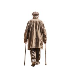 Old man walked with his back turned, Generative Ai