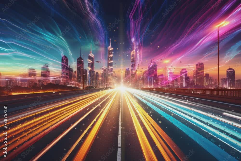 Poster modern abstract high-speed movement. dynamic motion light trails with motion blur effect.