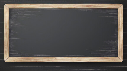 Blackboard with wooden frame on wooden background