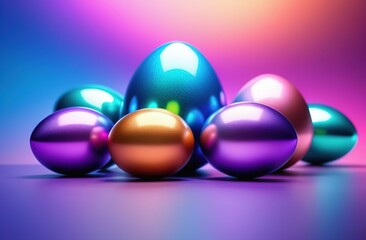 golden metal easter eggs with ribbon