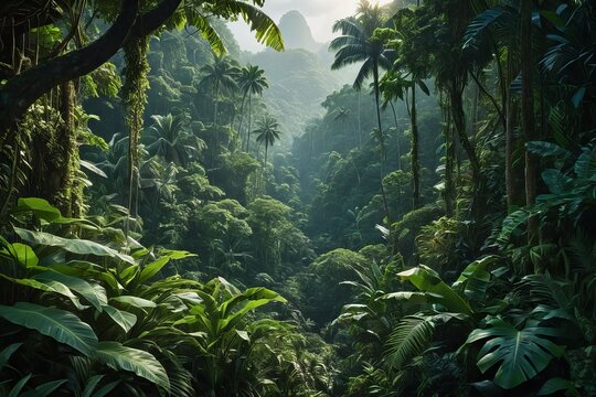 tropical jungle with trees  created with generative AI software