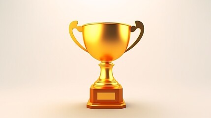 a gold trophy with a white background