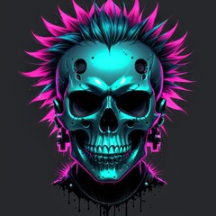 digital punk skull and crossbones  created with generative AI software
