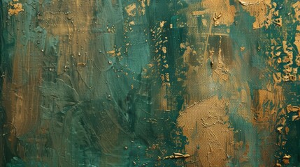 Green and Brown Oil Painting Background with Golden Highlights