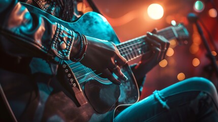 A skilled musician captivates the crowd with their soulful performance on the string instrument,...