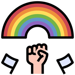 protest filled outline style icon