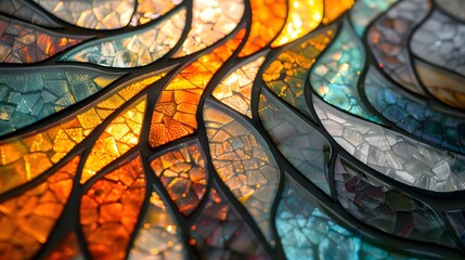 Chaos in Glass: Close-up Backlit Mosaic Art with Stunning Interplay of Light and Color