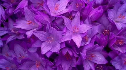 Zelfklevend Fotobehang Beautiful blooming purple colchicum autumnale  © Ziyan