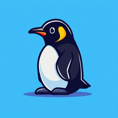 Cute penguin flat logo illustration, cartoon penguin icon.